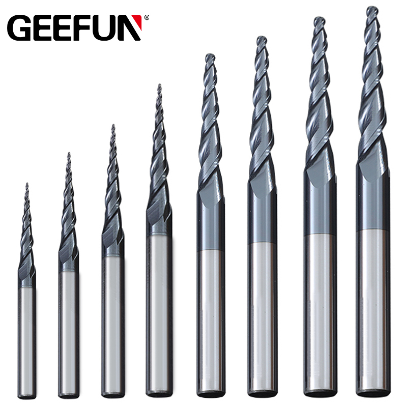 Tapered ball nose end mill